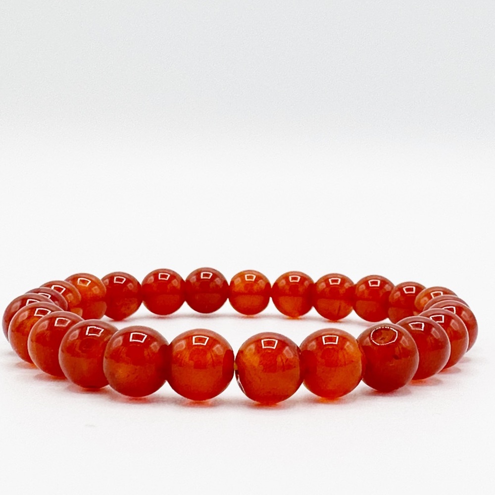 Carnelian Agate Empowerment Creativity Natural Gemstone Bead Bracelet Stretch